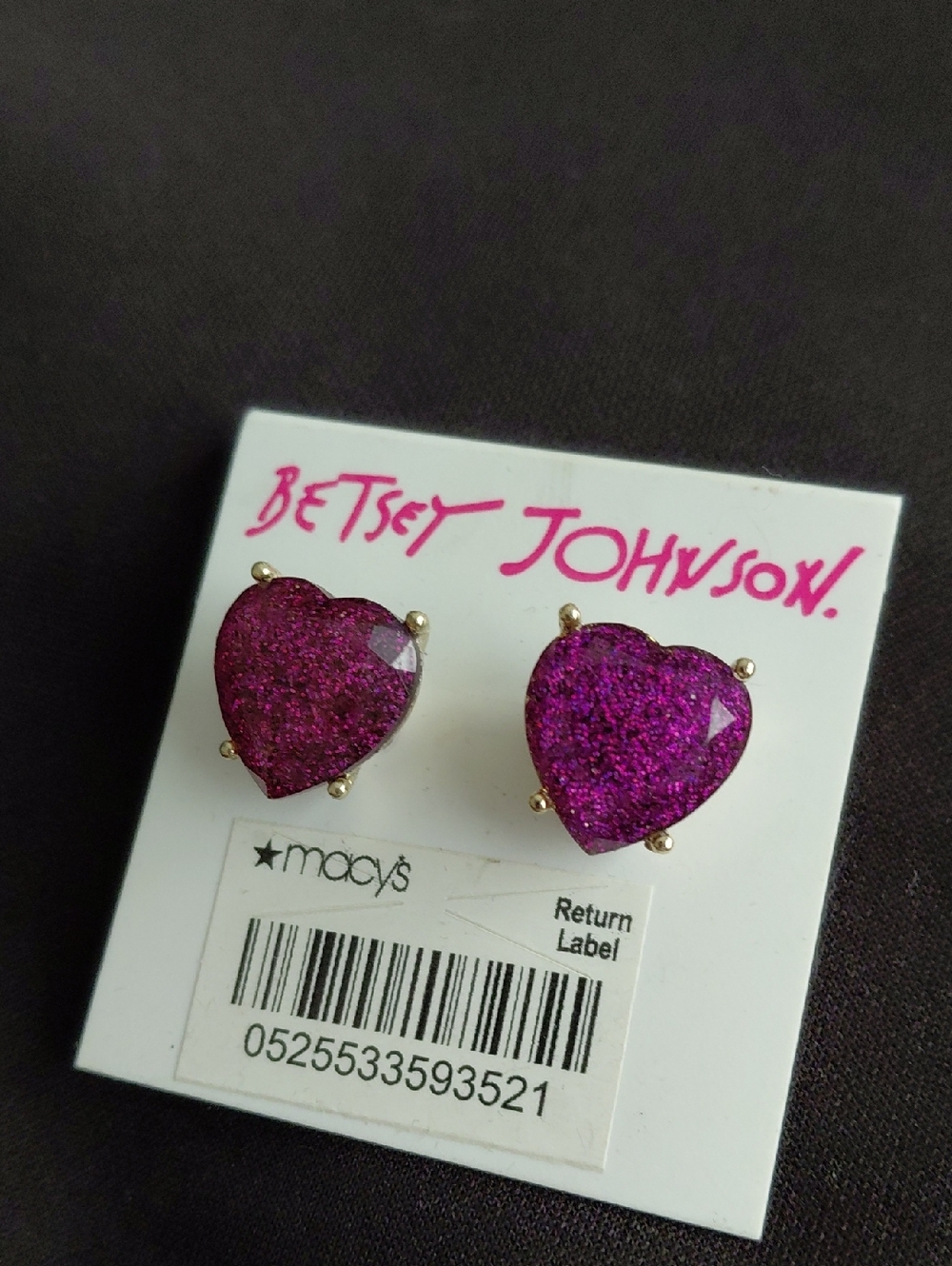 BETSEY JOHNSON HEART STUD EARRINGS - Picture 3 of 4